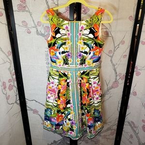 Vibrant Structured Tropical Floral Dress